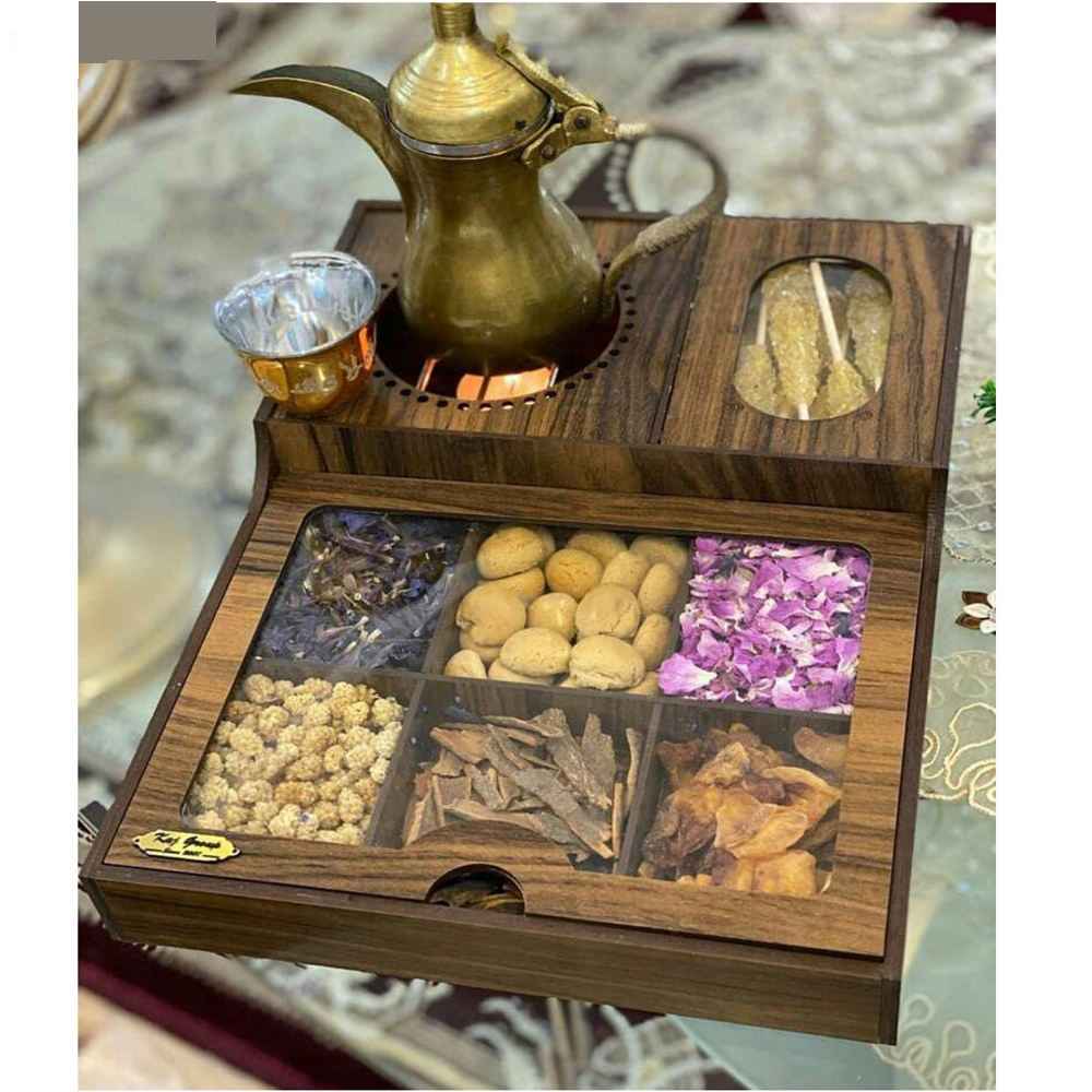 Wooden Tea Organizer Chest with Integrated Warmer – Nescafe Edition