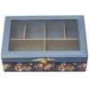 Nili Blue Handcrafted Wooden Tea Organizer – Multi-Compartment Box