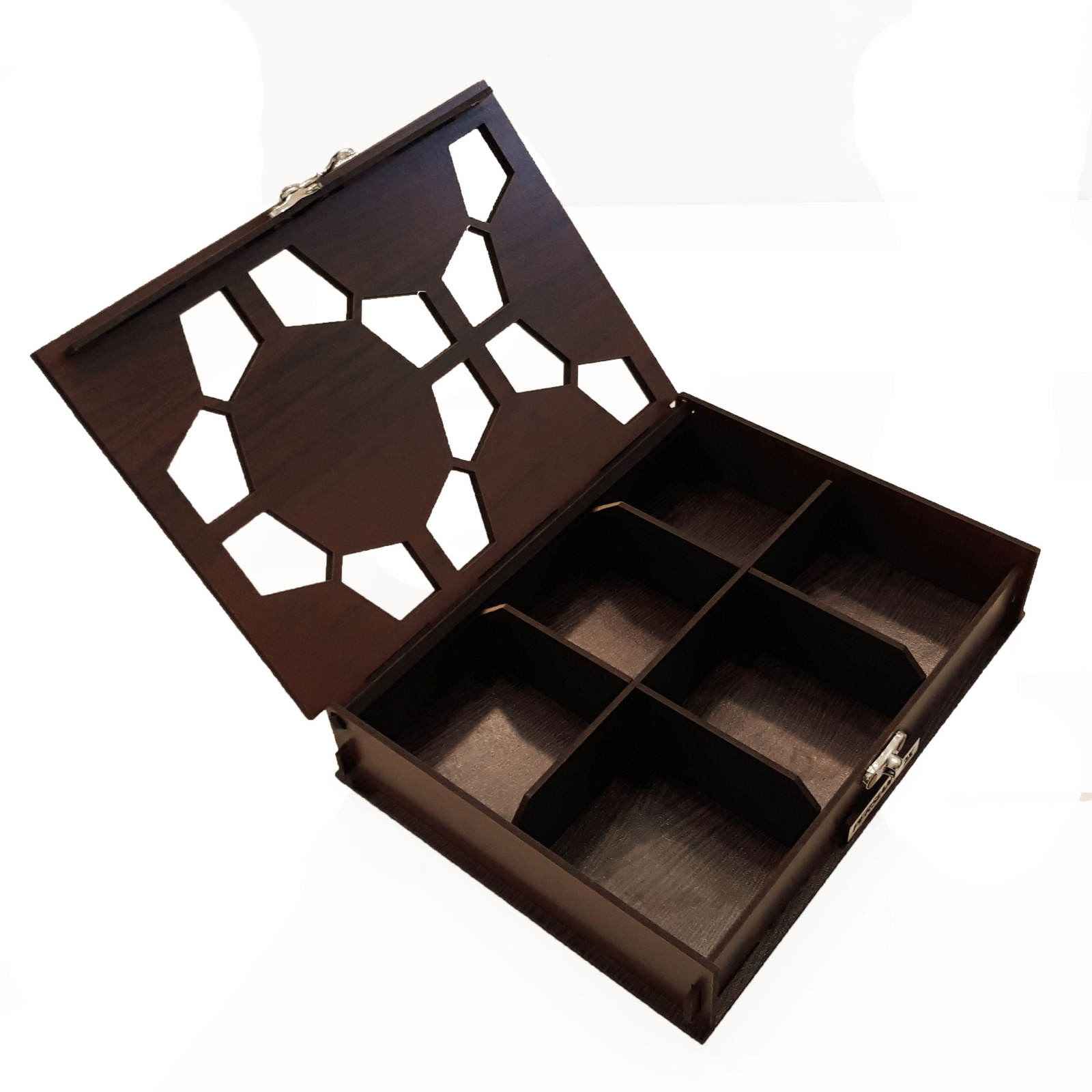Tarane Wooden Tea Storage Chest with Decorative Compartments