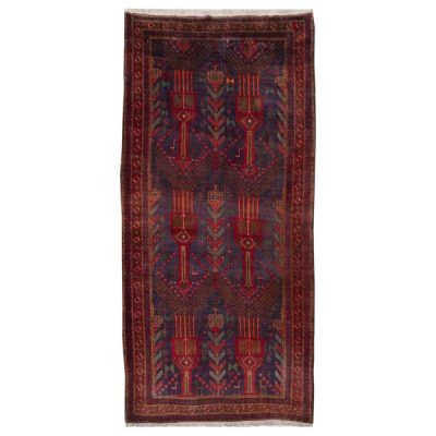 Vintage Persian Baluchistan Runner Rug (Tribal All-over Geometric) - Red Wool