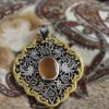 Persian Engraved Silver Pendant with Agate Gemstone