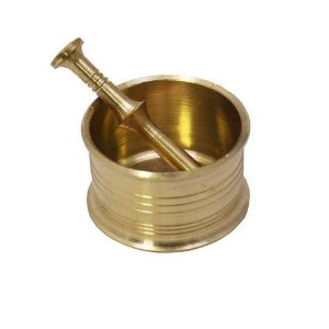 Brass Mortar & Pestle Set Traditional Persian Style Farahani