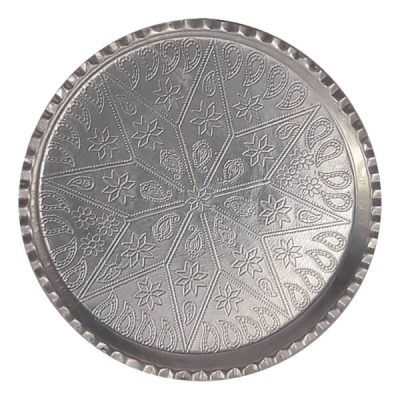 Maah Traditional Copper Serving Tray – Hand Engraved Geometric Tray