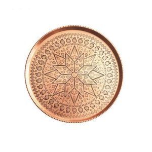 Sevda Traditional Copper Serving Tray – Hand Engraved Geometric Tray