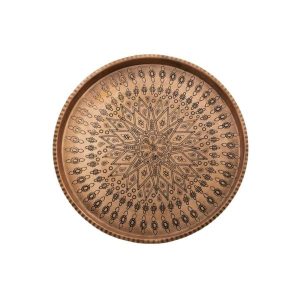 Savin Traditional Copper Serving Tray – Hand Engraved Geometric Tray