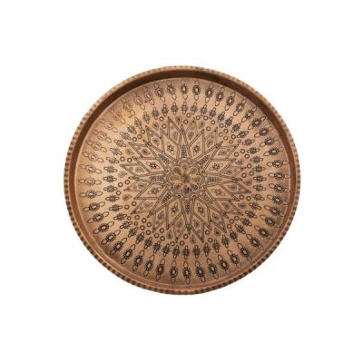 Savin Traditional Copper Serving Tray - Hand Engraved Geometric Tray