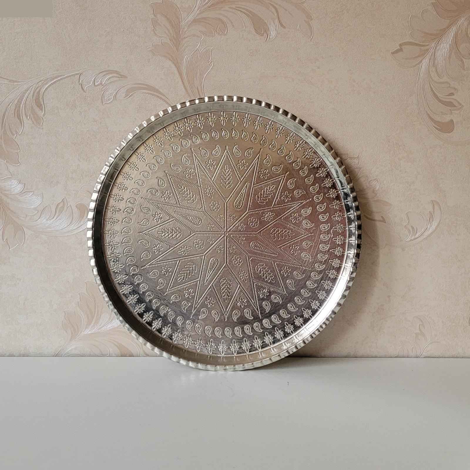 Tanin II Traditional Copper Serving Tray – Hand Engraved Geometric Tray