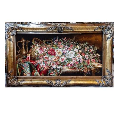 Hand-Knotted Persian Silk and Wool Floral Wall Hanging Rug – Goldan Flowers, Tabriz