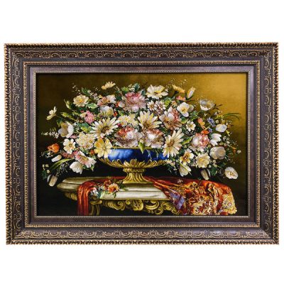 Hand-Knotted Persian Silk Floral Wall Hanging Rug – Golzar Flowers, Tabriz