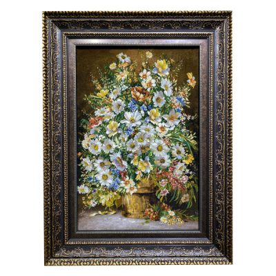 Hand-Knotted Persian Silk Floral Wall Hanging Rug – Flowers Design, Tabriz