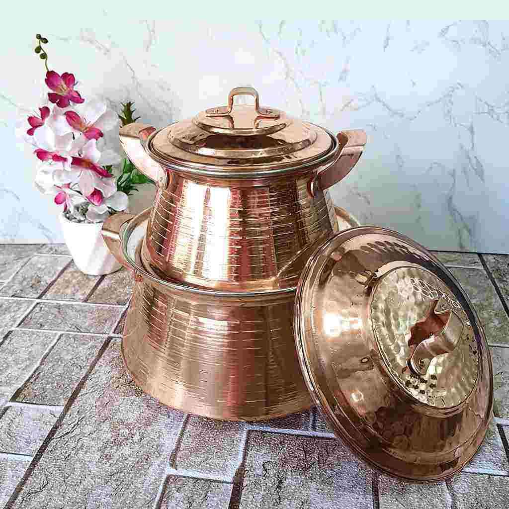 Persian Copper Cookware Set – Traditional Hammered Style, Gilda (Set of 2 Pots)