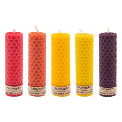 Natural Yellow Beeswax Pillar Candles – Decorative Home Decor Set (5-Pack)