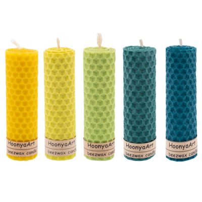 Natural Asal II Beeswax Pillar Candles – Decorative Home Decor Set (5-Pack)