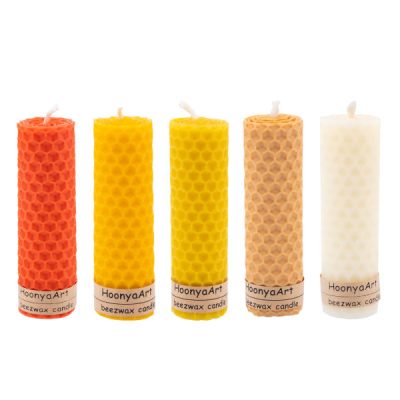 Natural Orange Beeswax Pillar Candles – Decorative Home Decor Set (5-Pack)