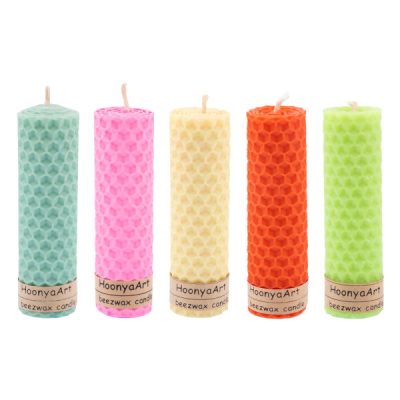 Natural Red Beeswax Pillar Candles – Decorative Home Decor Set (5-Pack)