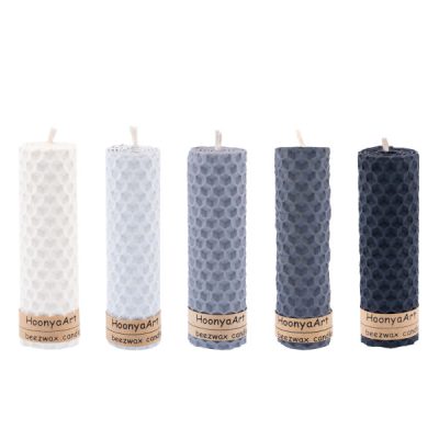 Natural Purple Beeswax Pillar Candles – Decorative Home Decor Set (5-Pack)