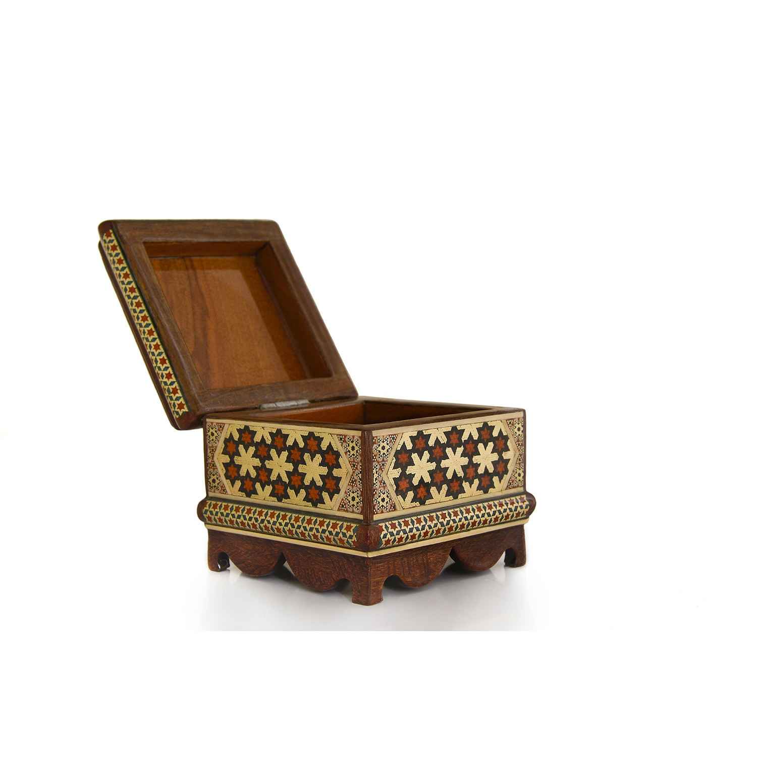 Handcrafted Wooden Jewelry Box with Persian Khatam Design – Sahra
