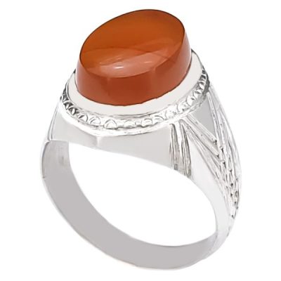 Yemeni Aqeeq Silver Gemstone Ring for Men – Diba Model, Traditional Persian Design