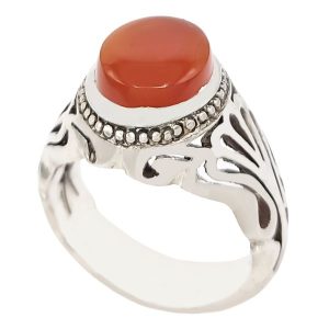 Persian Yemeni Aqeeq Silver Ring for Men Binesh II