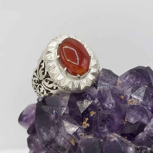 Persian Yemeni Aqeeq Silver Ring for Men Taha