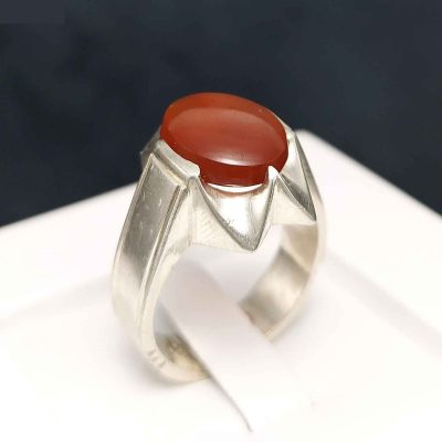 Yemeni Aqeeq Silver Gemstone Ring for Men – Vandi Model, Traditional Persian Design
