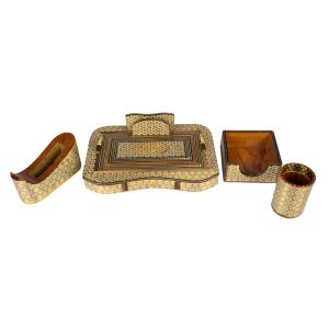 Persian Wooden Office desk Set decorated with Khatamkari Art 10 Pieces