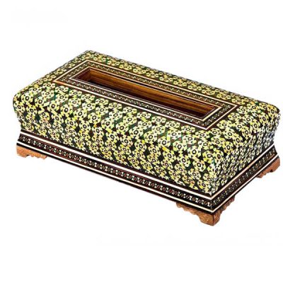 Handcrafted Persian Wooden Tissue Box Cover – Khatamkari Garden
