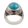 Persian Silver Ring for Men with Neyshabur Turquoise Bismellah