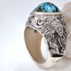 Persian Silver Ring for Men with Neyshabur Turquoise Imam Reza