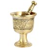 Brass Mortar & Pestle with Traditional Persian Floral Pattern Arash