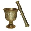 Brass Mortar & Pestle with Traditional Persian Floral Pattern Mahtab