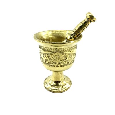 Brass Mortar & Pestle with Traditional Persian Floral Pattern Sahra