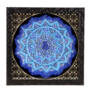 Decorative Copper Wall Plate Hand-Painted with Persian Minakari Enamel Bluesky