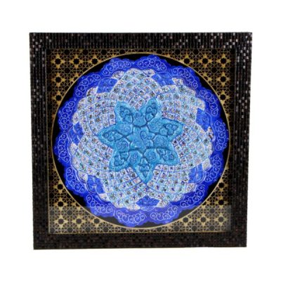 Hand-Painted Persian Minakari Copper Decorative Display Plate, Ocean Mandala Enamelwork
