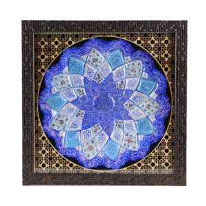 Decorative Copper Wall Plate Hand-Painted with Persian Minakari Enamel Pearl