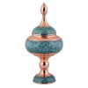 Handcrafted Persian Inlaid Turquoise Copper Sugar Bowl Hamedi