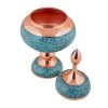 Handcrafted Persian Inlaid Turquoise Copper Sugar Bowl Hamedi