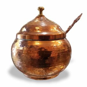 Handcrafted Copper Storage Jar – Ideal for Kitchen Organization With Spoon