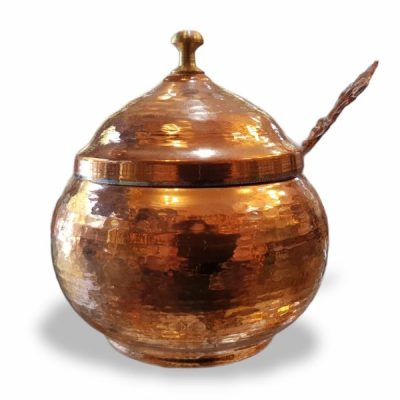 Handcrafted Copper Kitchen Storage Canister for Spices & Dry Foods with Spoon