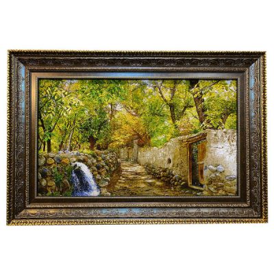 Hand-Knotted Persian Silk Pictorial Wall Hanging Rug – Garden Scene, Tabriz