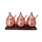 Handcrafted Copper Kitchen Canister Set for Spices & Dry Food Storage – 3-Piece