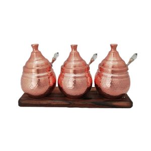Handcrafted Copper Storage Jar – Ideal for Kitchen Organization – Set of 3