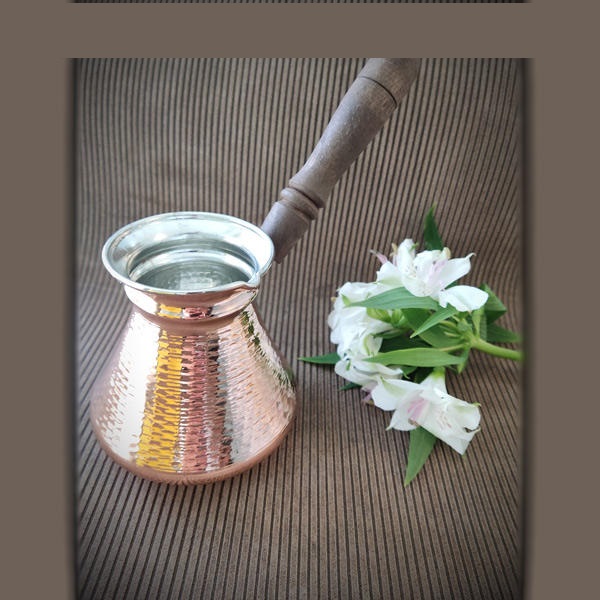Copper Turkish Coffee Pot – Elegant Hammered Ibrik Brewer, Vida Model