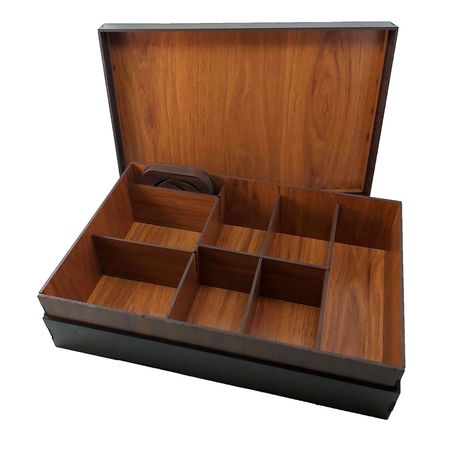 Deer Design Wooden Tea Organizer Chest – Box with Storage Drawers