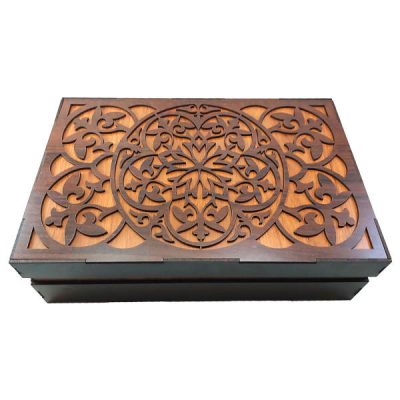 Multi-Use Wooden Tea Box Organizer & Storage with Compartments for Snacks & Chocolate - Hamta