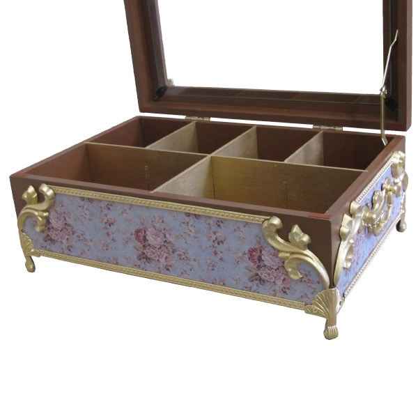 Kimia Wooden Tea Organizer Chest with Storage Compartments