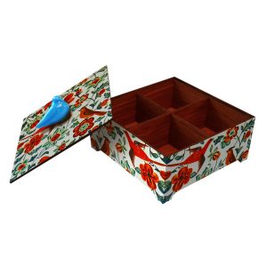 Nushin Wooden Organizer for Tea & Nuts – Divided Storage Box