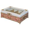 Pink Floral Wooden Tea Chest with Interior Storage Compartments