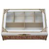 Pink Floral Wooden Tea Chest with Interior Storage Compartments