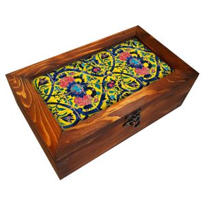 Yellow Wooden Tea & Treats Box – Organizer with Inner Dividers